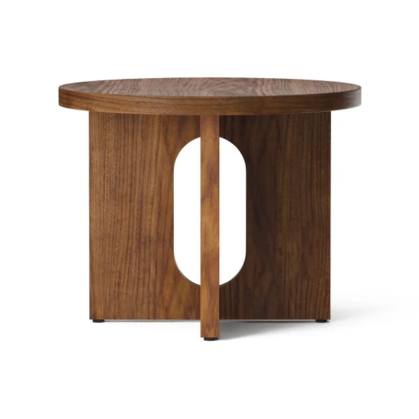 Audo Copenhagen Table d’appoint Androgyne Ø50 cm base en noyer Plateau de table en noyer