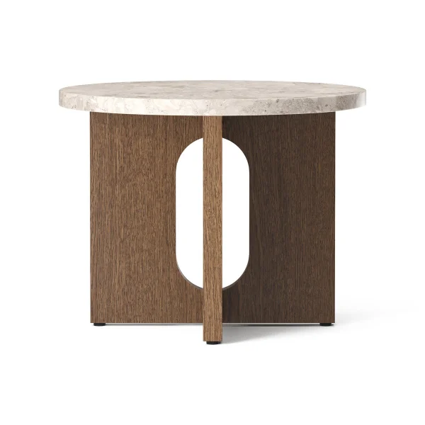 Audo Copenhagen Table d’appoint Androgyne Ø50 cm chêne teinté foncé Plateau de table Kunis Breccia