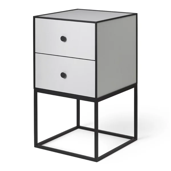 Audo Copenhagen Table d'appoint avec deux tiroirs Frame 35 Gris clair