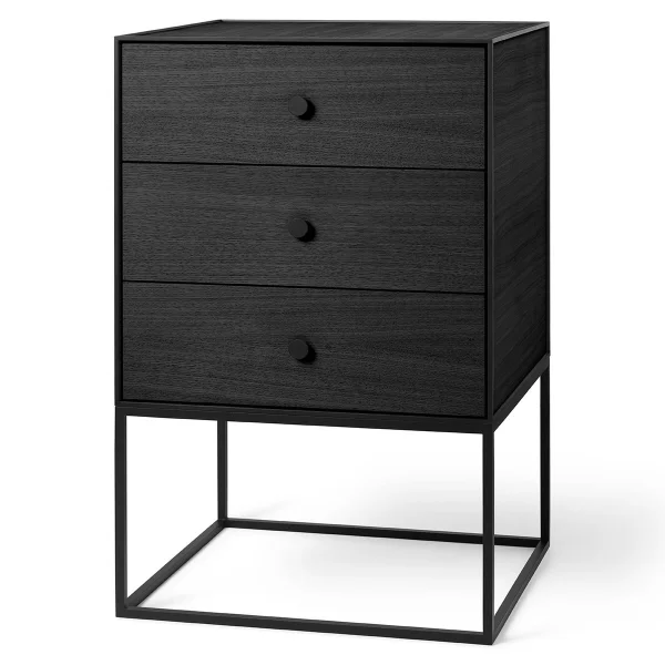 Audo Copenhagen Table d'appoint avec trois tiroirs Frame 49 Frêne peint noir