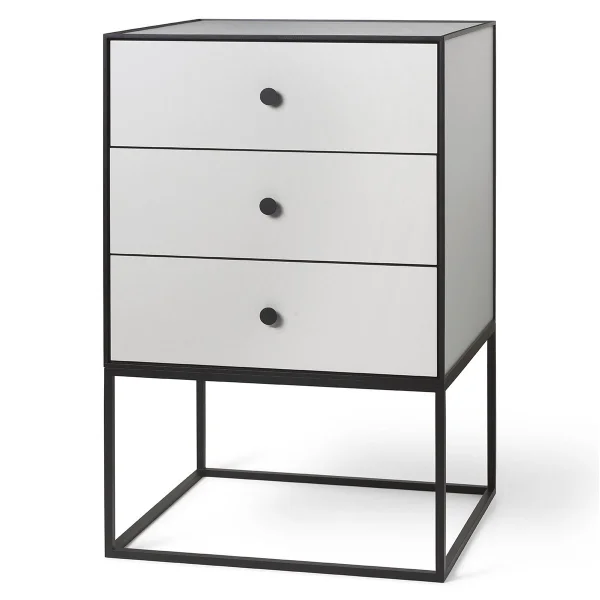 Audo Copenhagen Table d'appoint avec trois tiroirs Frame 49 Gris clair