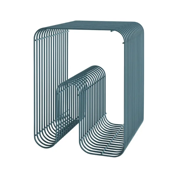 AYTM - Tabouret Curva, bleu poussière, acier, 32 cm de long