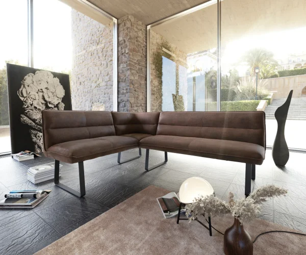Banc-d'angle Salvo 200x160 cm marron vintage métal noir variable