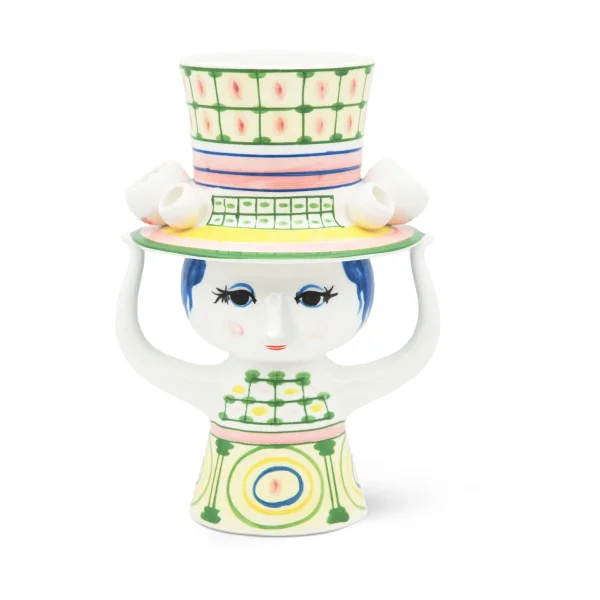 Bjørn Wiinblad Vase Lady with hat H24,5 cm Vert