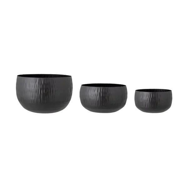 Bloomingville Cache-pot Abisha, lot de 3 Noir