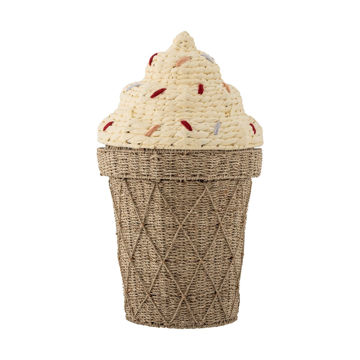 Bloomingville Panier de rangement avec couvercle Cillie Ø40 cm Nature ice cream