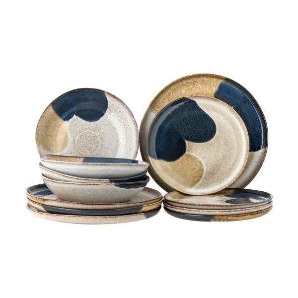 Bloomingville Service de vaisselle Jules 12 pièces Gris