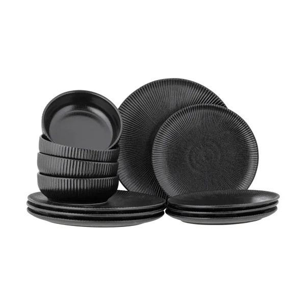 Bloomingville Service de vaisselle Neri 12 pièces Noir