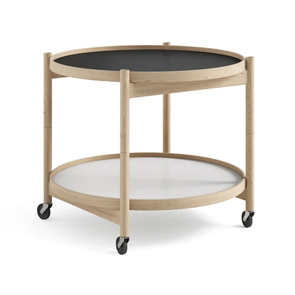 Brdr. Krüger Table roulante Bølling Tray Table model 60 base, structure en chêne non traité