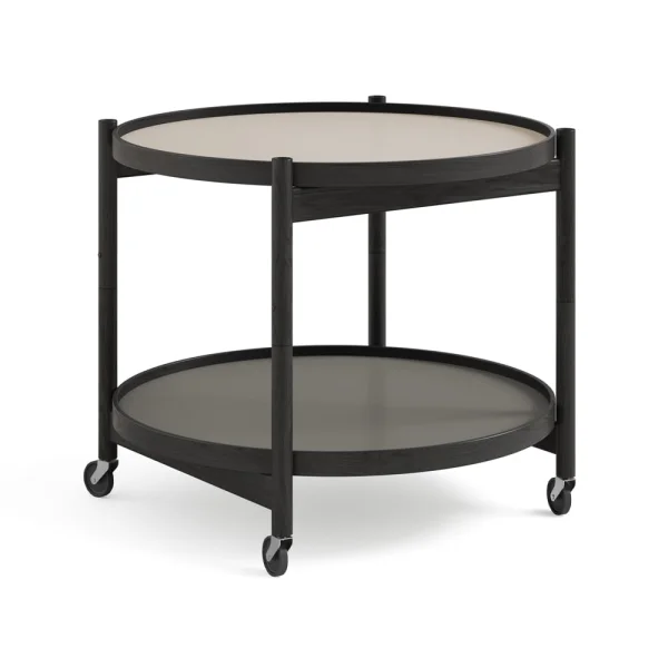 Brdr. Krüger Table roulante Bølling Tray Table model 60 stone, structure en chêne laqué noir