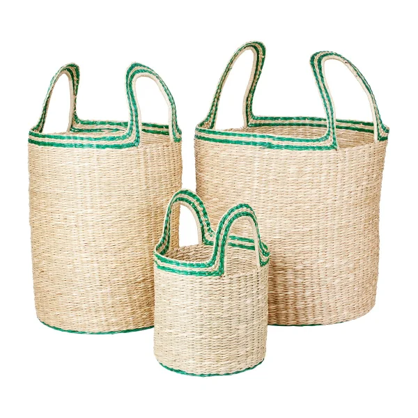 Broste Copenhagen Panier Lykke 3 pièces Natural-green