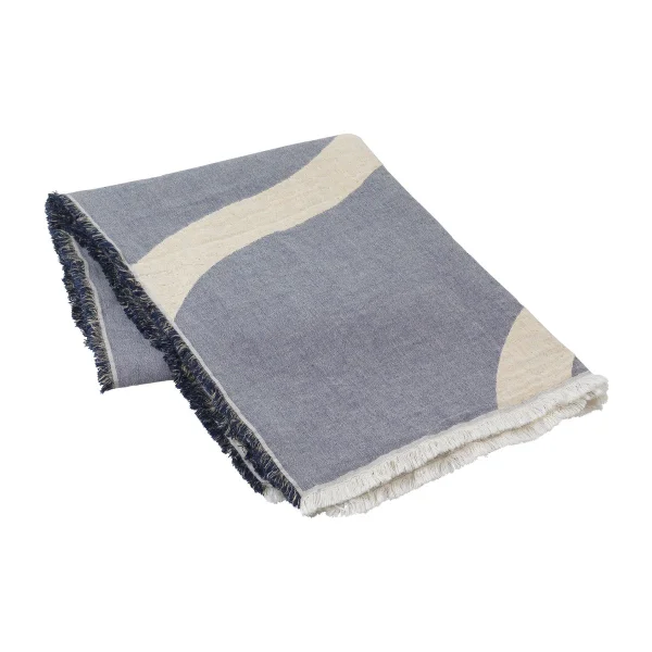 Broste Copenhagen Plaid en lin et coton Tide 130x180 cm Maritime bleu