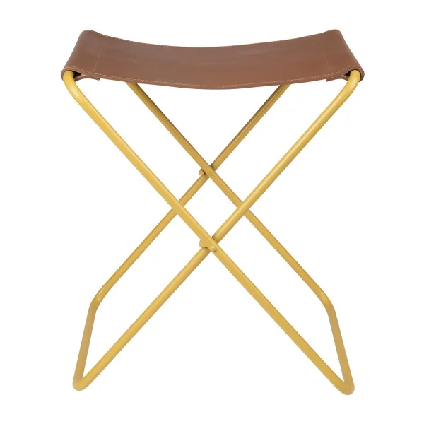 Broste Copenhagen Tabouret Nola cuir Harvest gold