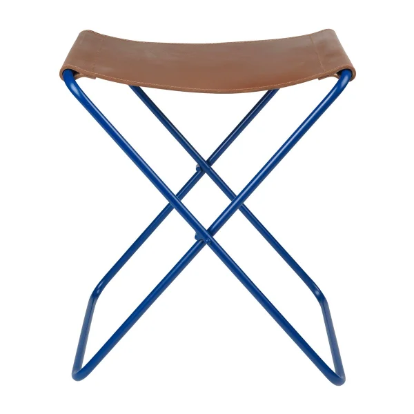 Broste Copenhagen Tabouret Nola cuir Intense blue