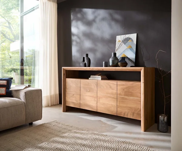 Buffet Assuan 175 cm Acacia Naturel 4 portes 1 compartiment