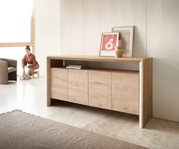 Buffet Assuan 175 cm Chêne Cérusé 4 portes 1 compartiment