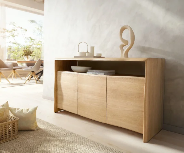 Buffet Live-Edge 145 cm Chêne naturel 3 portes Massif