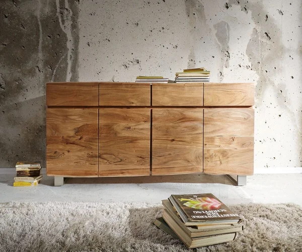 Buffet Live-Edge 172 cm acacia nature 4 portes 4 tiroirs buffet