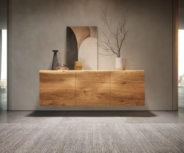 Buffet New Live-Edge 145 cm chêne naturel 3 portes flottantes