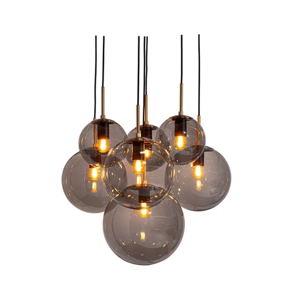 By Rydéns - Suspension Laura, Ø 54 cm, à 7 lampes, gris fumé