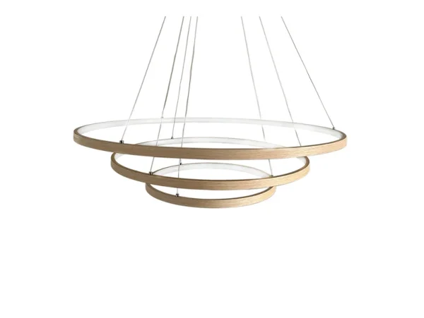 By Rydéns - Suspension LED Trione, naturel, Ø 80 cm, bois