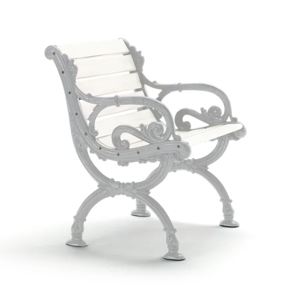 Byarums bruk Fauteuil Byarum Pin blanc laqué, support en aluminium brut