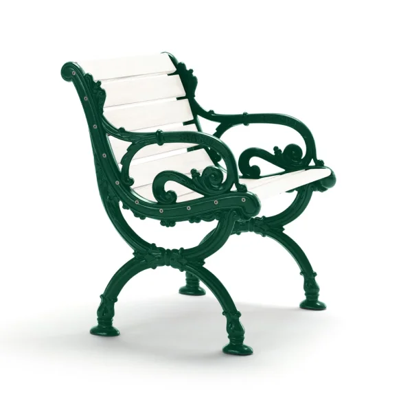 Byarums bruk Fauteuil Byarum Pin laqué blanc, support vert