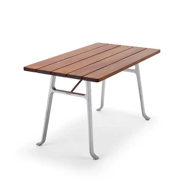 Byarums bruk Table Seriff Huile de acajou, support en aluminium brut