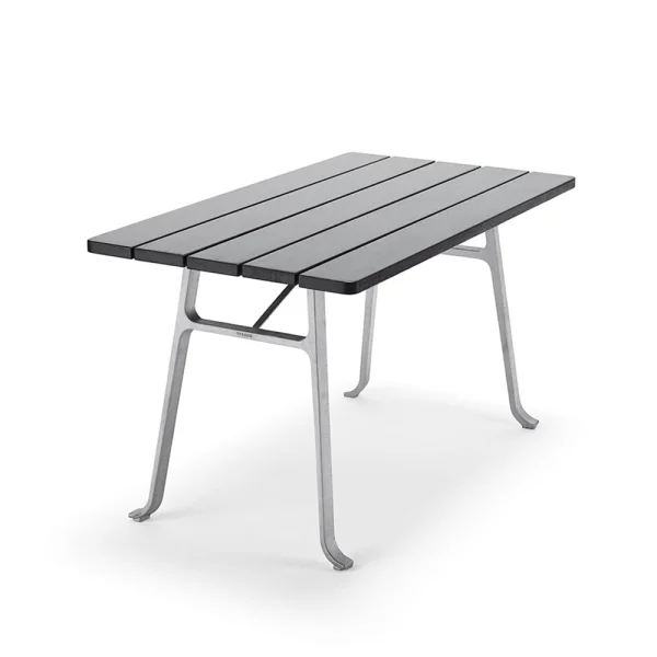 Byarums bruk Table Seriff Lasure acajou noire, support en aluminium brut
