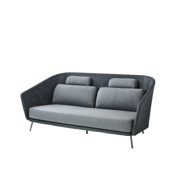 Cane-line Canapé Mega 2 places Graphic, coussins gris
