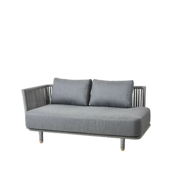 Cane-line Canapé modulaire Moments 2 places gris, droite,Cane-Line soft rope