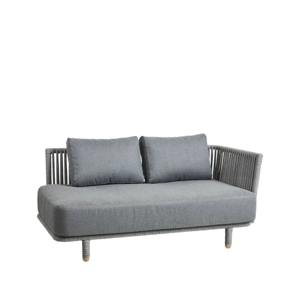 Cane-line Canapé modulaire Moments 2 places gris, gauche, Cane-Line soft rope