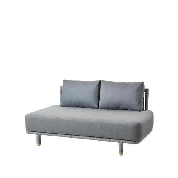 Cane-line Canapé modulaire Moments 2 places gris, milieu, Cane-Line soft rope