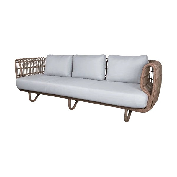 Cane-line Canapé Nest 3 places weave Natural, Cane-Line Natté light grey