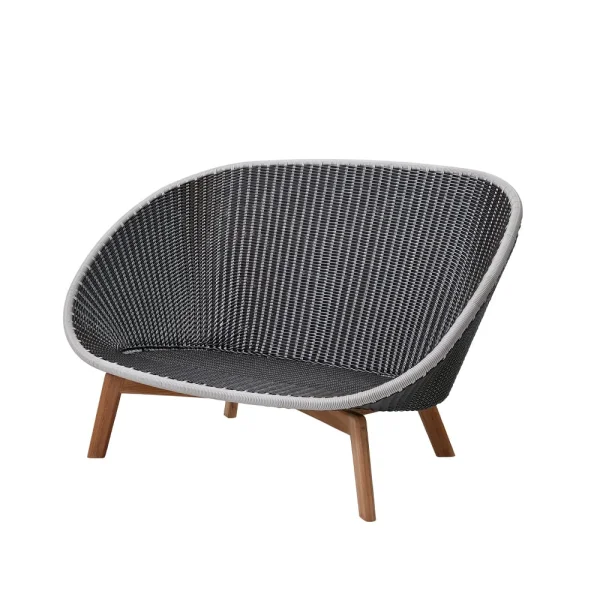 Cane-line Canapé Peacock Weave 2 places grey/light grey, pieds en teck