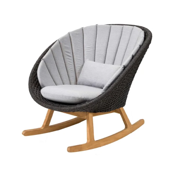 Cane-line Chaise à bascule Peacock Cane-Line Natté light grey, Cane-Line soft rope, teak