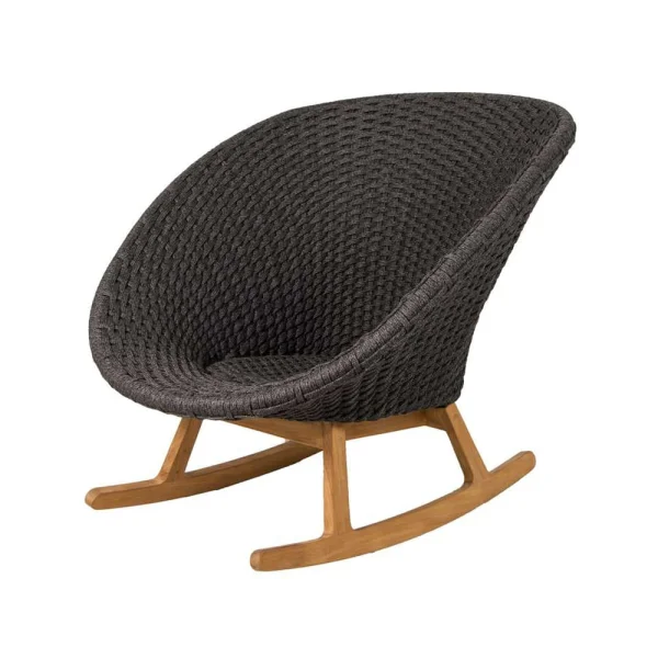 Cane-line Chaise à bascule Peacock Dark grey, Cane-Line soft rope, teak