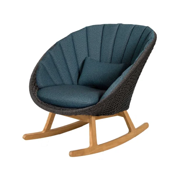 Cane-line Chaise à bascule Peacock Focus dark blue-teak