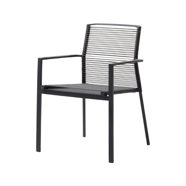 Cane-line Chaise Edge avec accoudoirs Anthracite