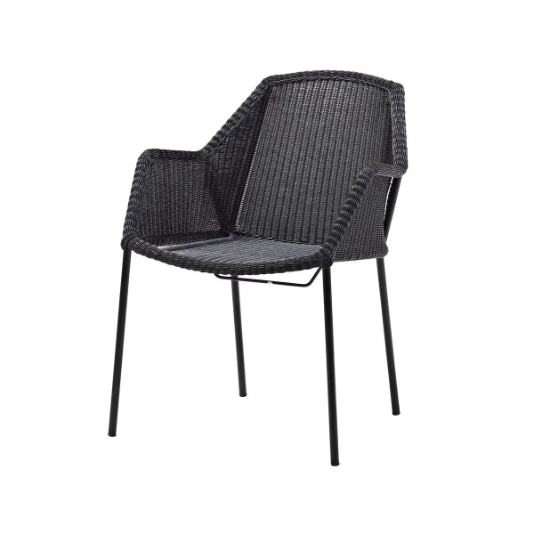 Cane-line Chaise empilable Breeze weave, avec accoudoirs Black