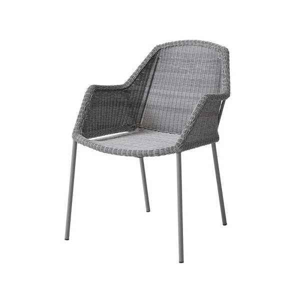 Cane-line Chaise empilable Breeze weave, avec accoudoirs Light grey