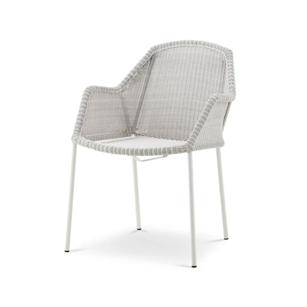 Cane-line Chaise empilable Breeze weave, avec accoudoirs White grey