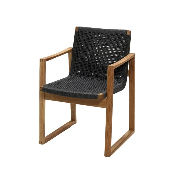 Cane-line Chaise Endless avec accoudoirs Dark grey, support en teck