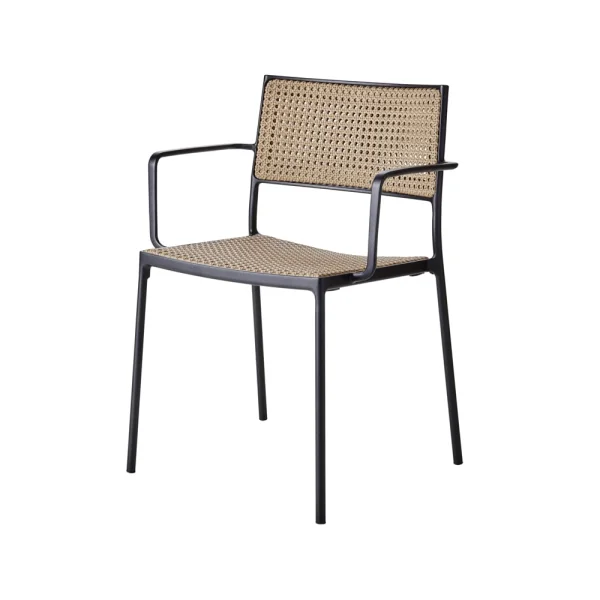 Cane-line Chaise Less avec accoudoirs Natural-support lava grey