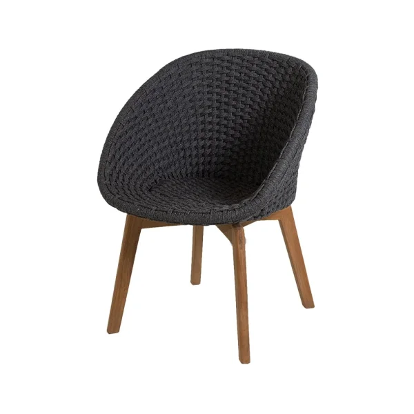 Cane-line Chaise Peacock soft rope Dark grey, teak