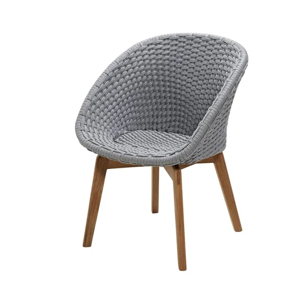 Cane-line Chaise Peacock soft rope Light grey, teak