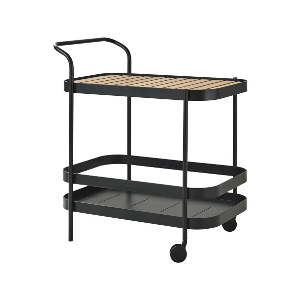 Cane-line Chariot de service Roll Lava grey, incl. plateau en teck