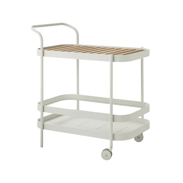 Cane-line Chariot de service Roll White, incl. plateau en teck