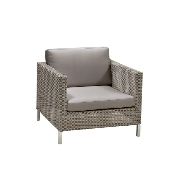 Cane-line Fauteuil Connect weave Taupe, ensemble de coussins Cane-Line Natté taupe