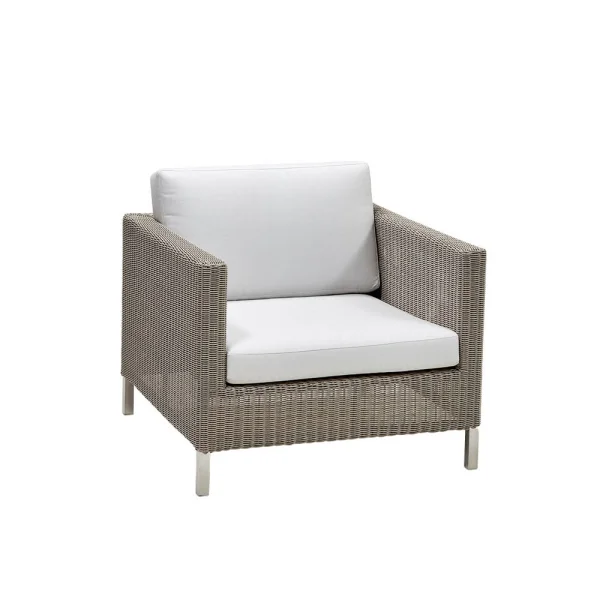Cane-line Fauteuil Connect weave Taupe, ensemble de coussins Cane-Line Natté White